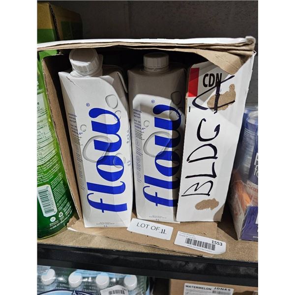 Lot of 11 Flow 1-Liter Mineral Spring Water Cartons