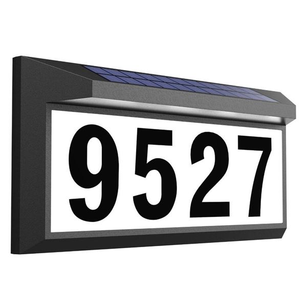 Solar Address Sign, Lighted Address Numbers Outdoor Waterproof, Illuminated LED Address Plaque, Hous