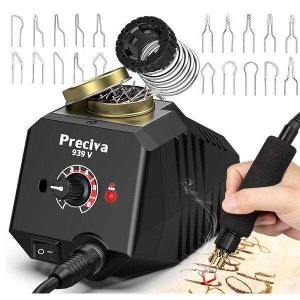 Preciva Wood Burning Kit, Adjustable Temperature Pyrography Tool Kit with Wood Burning Station, Fast