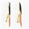 Image 3 : Vintage 18k Gold Large Black Onyx & Coral w/ Diamond Ribbon Bow Climber Earrings