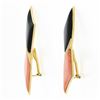 Image 4 : Vintage 18k Gold Large Black Onyx & Coral w/ Diamond Ribbon Bow Climber Earrings