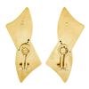 Image 5 : Vintage 18k Gold Large Black Onyx & Coral w/ Diamond Ribbon Bow Climber Earrings