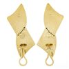 Image 6 : Vintage 18k Gold Large Black Onyx & Coral w/ Diamond Ribbon Bow Climber Earrings