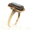 Image 7 : Antique 10k Gold Bezel Rectangular Carved Hard Stone w/ Open Frame Cameo Ring