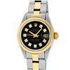 Image 2 : Rolex Ladies Quickset Two Tone Black Diamond Datejust With Oyster Band