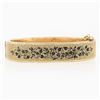 Image 2 : Antique Victorian 14k Gold Black Enamel Textured Wide Mourning Bangle Bracelet