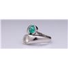 Image 2 : 18k White Gold Moissanite & Emerald Crossover Ring by Carlo Rici