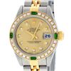 Image 1 : Rolex Ladies Two Tone 18K Quickset Sapphire Champagne Diamond And Emerald Dateju