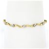 Image 7 : 14k TT Gold 0.25 ctw Bezel Set Diamond w/ Twisted Polished Link 7" Chain Bracele