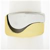Image 1 : Vintage Swiss 18K Gold Ying Yang Ring w/ Engravable Rectangular & Textured Sides