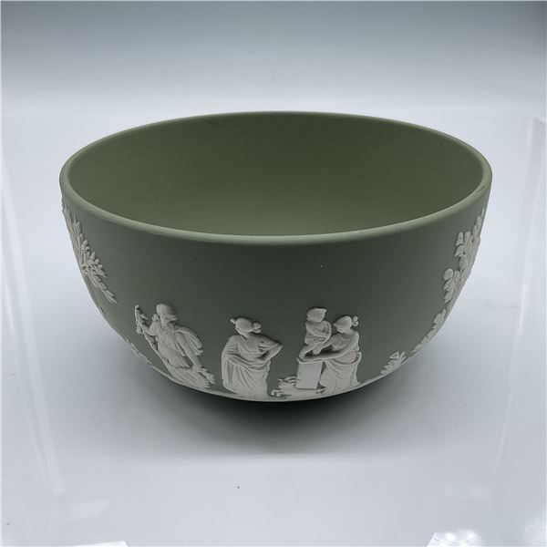 Wedgwood Sage Green Jasperware Bowl, Classical Figures