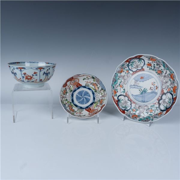 3pc Antique Chinese Bowls and Plate