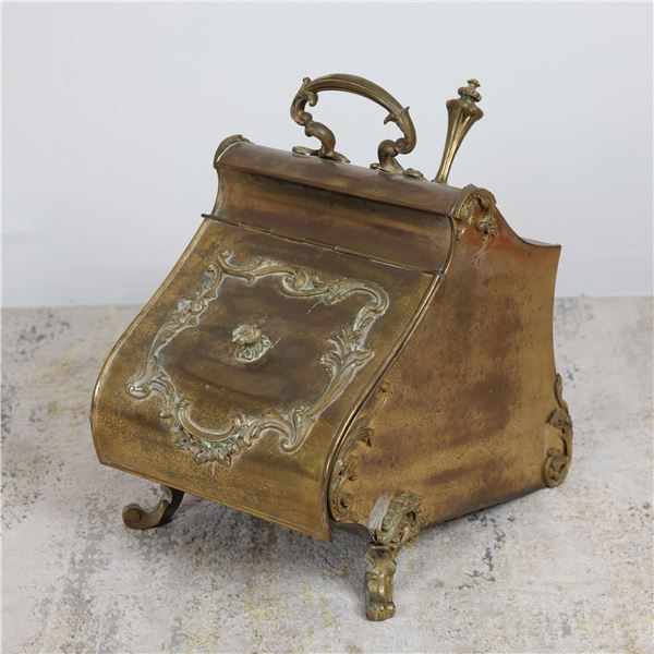 Brass Fireplace Coal Hod with Shovel