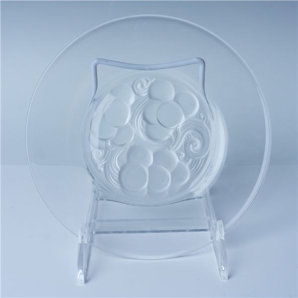 Lalique Crystal Plate, Grape & Vine Pattern