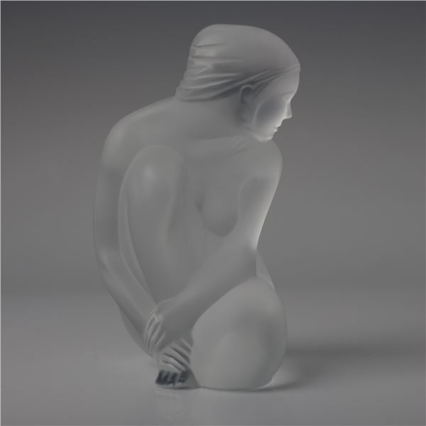 Lalique Crystal Sculpture, Contemplative Woman