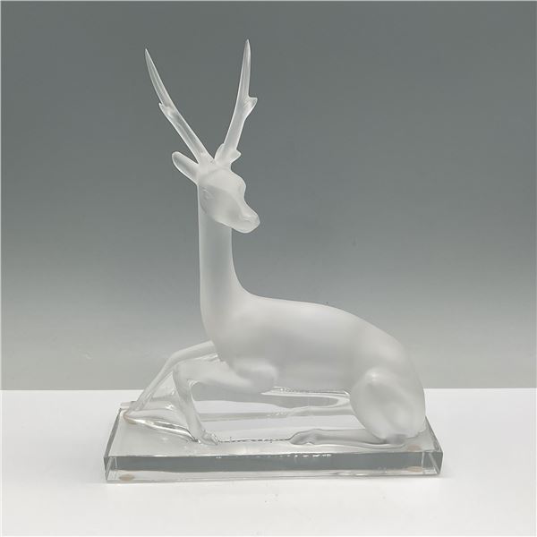 Lalique Frosted Crystal Gazelle Sculpture