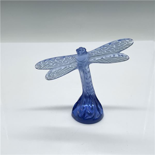 Lalique Crystal Dragonfly Figurine in Blue