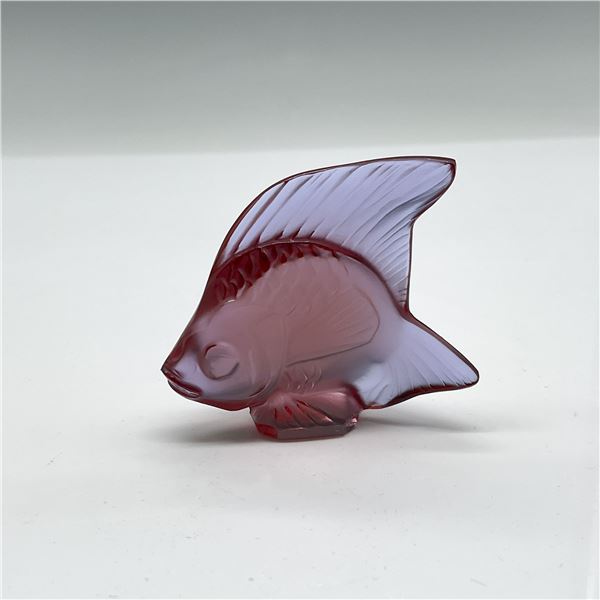 Lalique Crystal Red-Blue Fish Figurine in Box