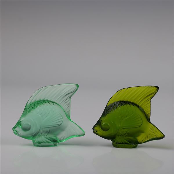 Pair of Lalique Frosted Glass Fish Figurines