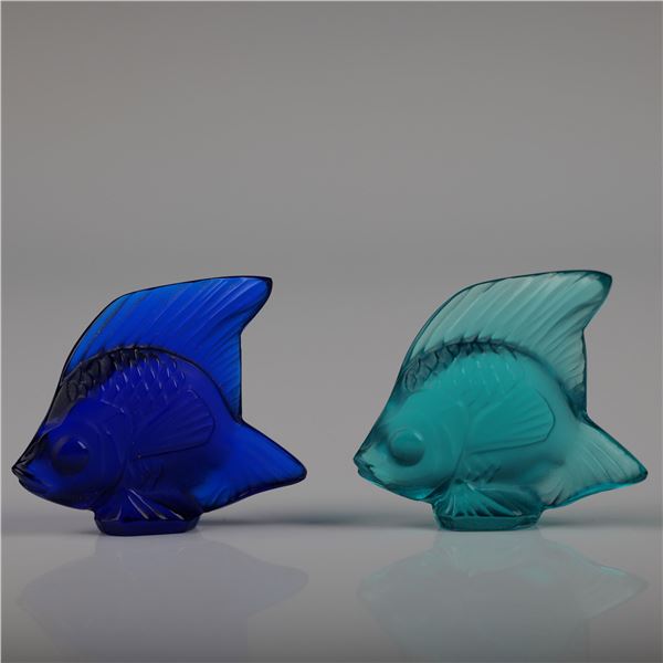 Pair of Lalique Frosted Glass Fish Figurines