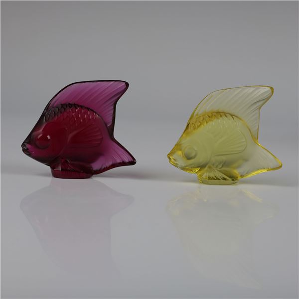 Pair of Lalique Frosted Glass Fish Figurines