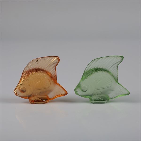 Pair of Lalique Frosted Glass Fish Figurines