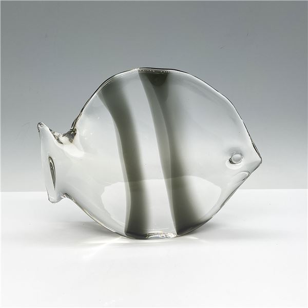 Seguso AV Art Glass Sculpture, Black & White Fish
