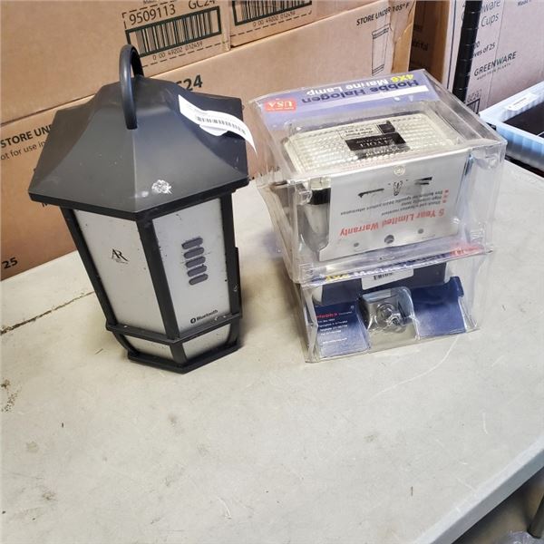 OUTDOOR BLUETOOTH SPEAKER AND PAIR OF HALOGEN MARINE LIGHTS, NEW