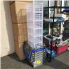 Image 1 : 6 STORAGE TOTES WITH BUILT-IN LIDS AND 6 STACKING CRATES