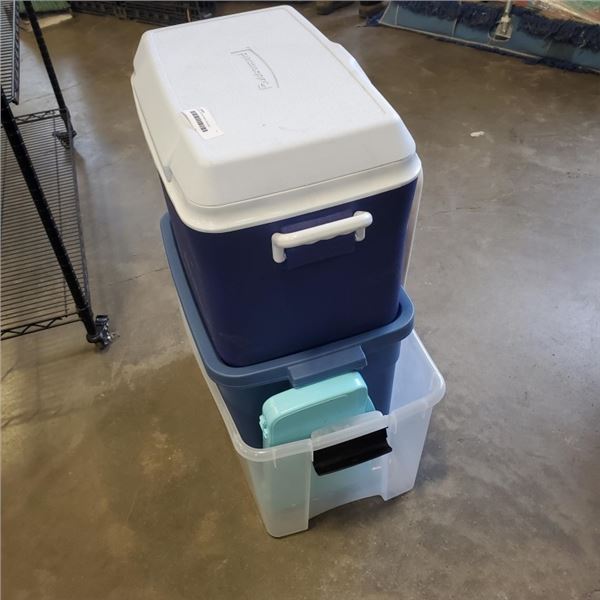 ASSORTED TOTES AND COOLER