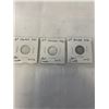 Image 1 : 3 CANADIAN SILVER DIMES 1941, 1942, 1943, WAR TIME COINS WWII .800 SILVER