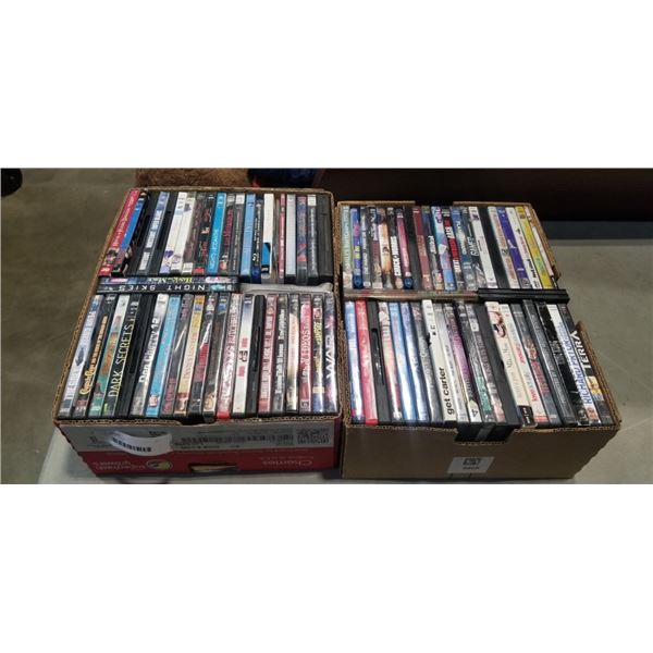 2 BOXES OF DVDS