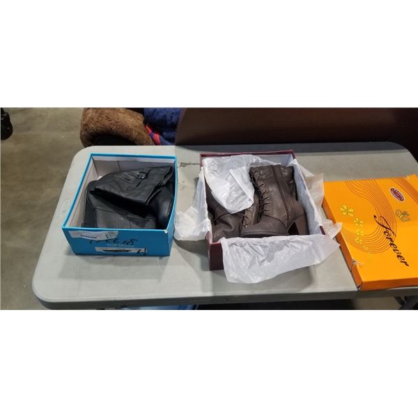2 PAIR OF NEW LEATHER BOOTS SIZE 7 AND 6.5
