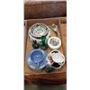Image 1 : COLLECTION OF ANTIQUE CHINA AND COLLECTIBLES INCLUDING EASTER PEWTER RIMMED HAND PAINTED BOWL, WEDGE