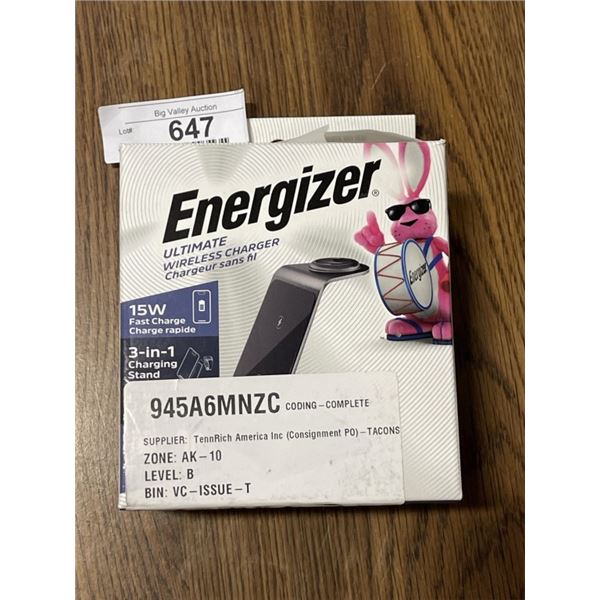 ENERGIZER 15W WIRELESS CHARGING STAND WITH USB-C CABLE INCLUDED