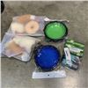 Image 1 : DASSORTED DOG ITEMS SUCH AS TOYS, BELLS AND WASTE BAGGIES WITH LED LIGHT AND MORE