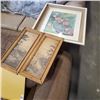 Image 1 : 3 ANTIQUE PICTURES, FLORAL AND TWO FAMR SCENES