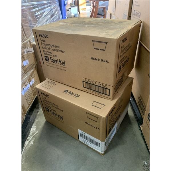 2 CASES OF 1000 5OZ ROUND CONTAINERS, 20 SLEEVES OF 50 PER CASE