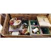 Image 2 : 2 VINTAGE BASKETS WITH SEWING CONTENTS