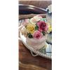 Image 2 : STAFFORDSHIRE AND COALPORT FLORALS, 2 ANTIQUE GLASS SERVING TRAYS AND VASE