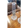 Image 2 : ANTIQUE BRASS KETTLE ON STAND AND 2 GLASS OIL LAMPS