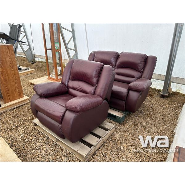 BURGUNDY RECLINING LOVESEAT & CHAIR
