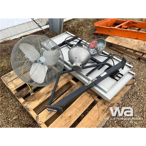 SOLAR PANELS, HEAT LAMPS, FAN
