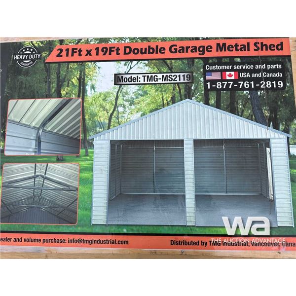 TMG 21 X 19 FT. DOUBLE GARAGE METAL SHED