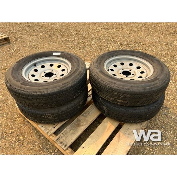 (4) 205/75R15 TRAILER TIRES ON RIMS