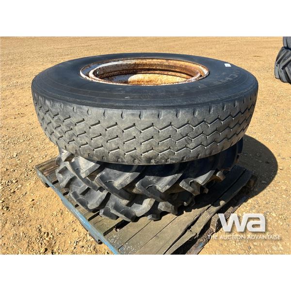 (1) MICHELIN 11R24.5, (2) 9.5/9-24 TIRES AND RIMS