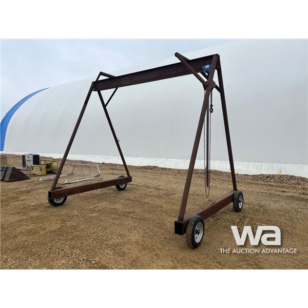 CUSTOM BUILT 10 FT. X 1.5 TON GANTRY HOIST