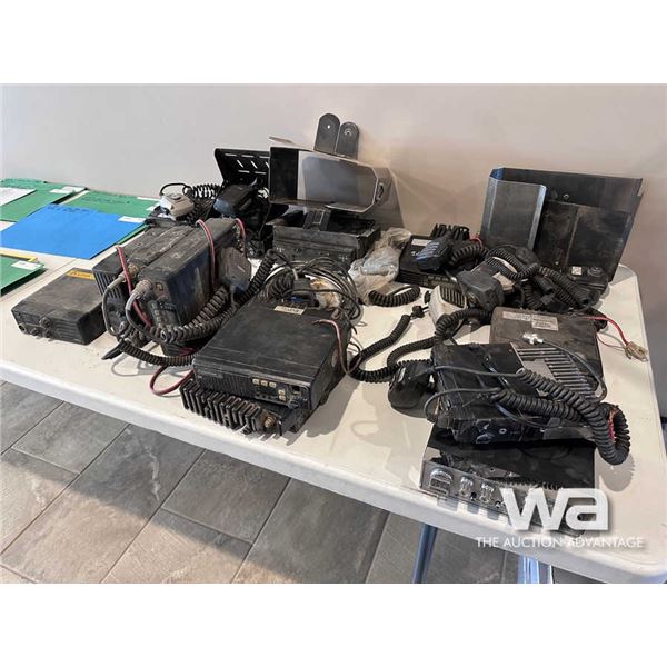 QTY OF 2 WAY RADIOS, MOUNTING BRACKETS, PARTS