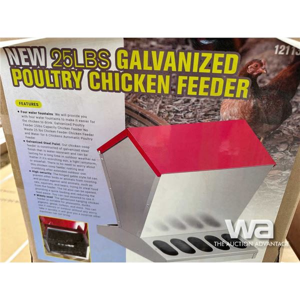 25 LBS GALVANIZED POULTRY CHICKEN FEEDER