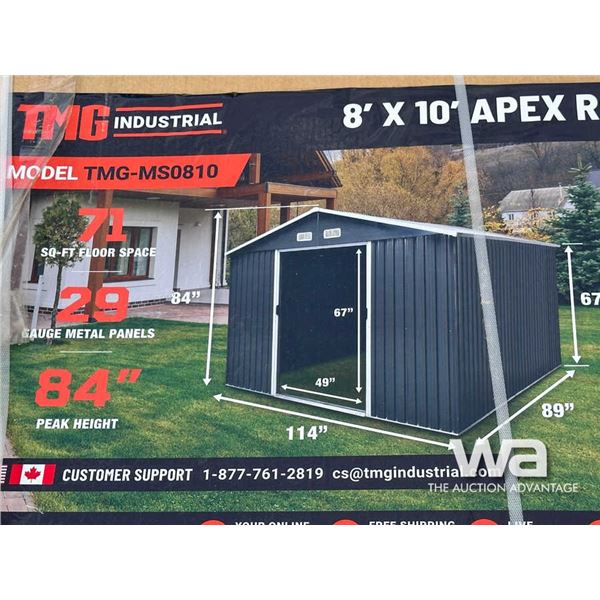 TMG 8 X 10 IN. APEX ROOF METAL SHED